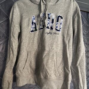 Aeropostale Heather Gray Graphic Hoodie